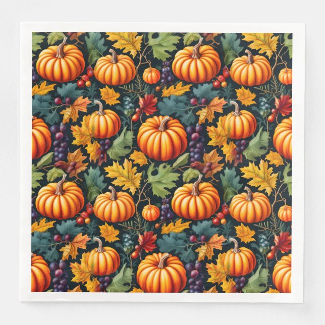 Big and Little Fall Pumpkins Paper Dinner Napkins (Front)