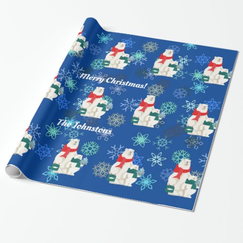 Big and Little Polar Bear and Snow  Wrapping Paper