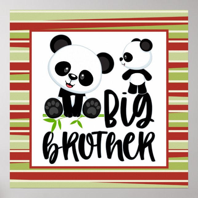 Big and Small Cute Pandas with Big Brother Quote Poster (Front)