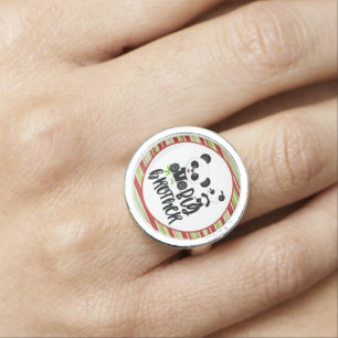 Big and Small Cute Pandas with Big Brother Quote Ring