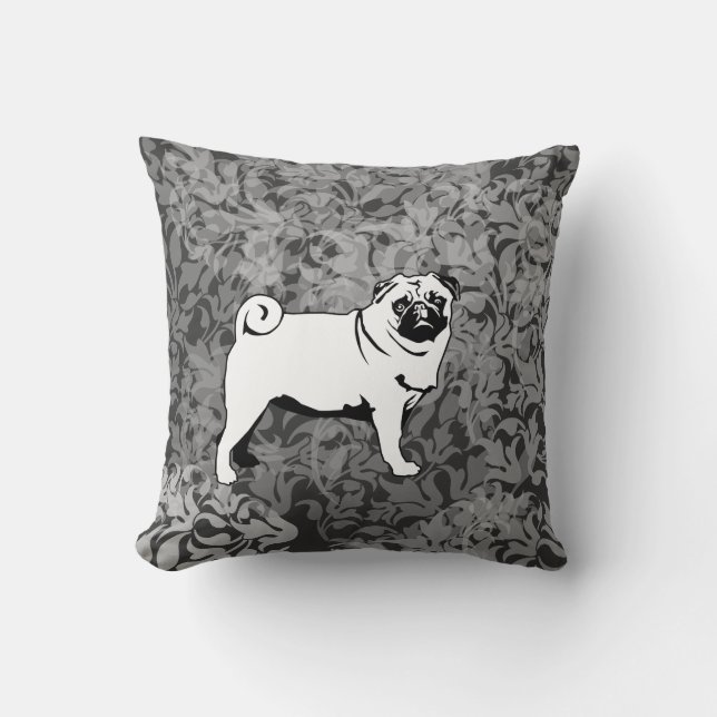 Big and small pug throw pillow (Front)