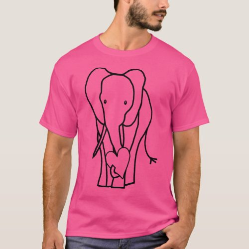 Big Animals Elephant with Heart Outline for Valent T_Shirt