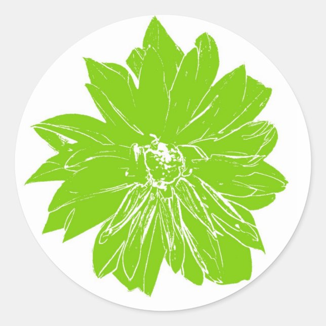 Big apple green flower classic round sticker (Front)
