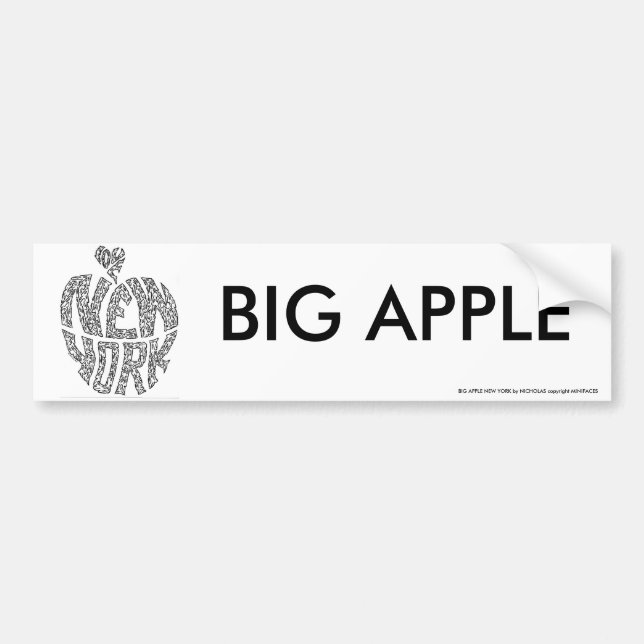 BIG APPLE - NEW YORK by NICHOLAS Bumper Sticker (Front)