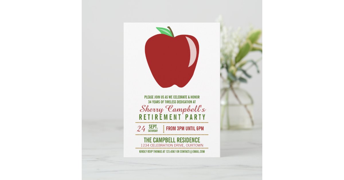 Big Apple Teacher Retirement Party Invitations | Zazzle