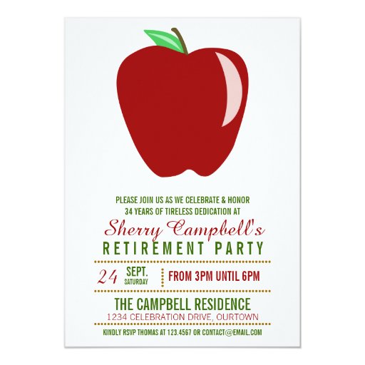 Big Apple Teacher Retirement Party Invitations | Zazzle