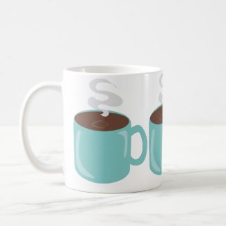 Big Aqua Blue Green Coffee Mug Pattern