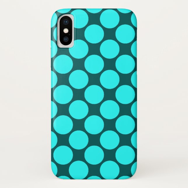 Big Aqua Polka Dots on Teal Case-Mate iPhone Case (Back)