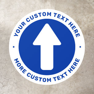 Big arrow and text circle directional blue white f floor decals