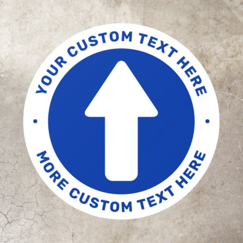 Big arrow and text circle directional blue white f floor decals
