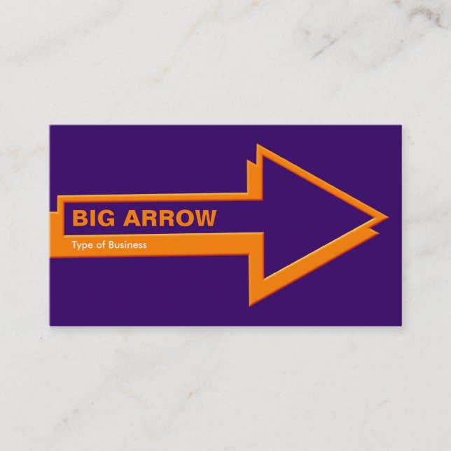 Big Arrow - Orange on Deep Purple Business Card (Front)