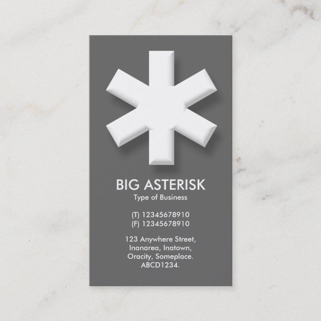 Big Asterisk - Gray Business Card (Front)