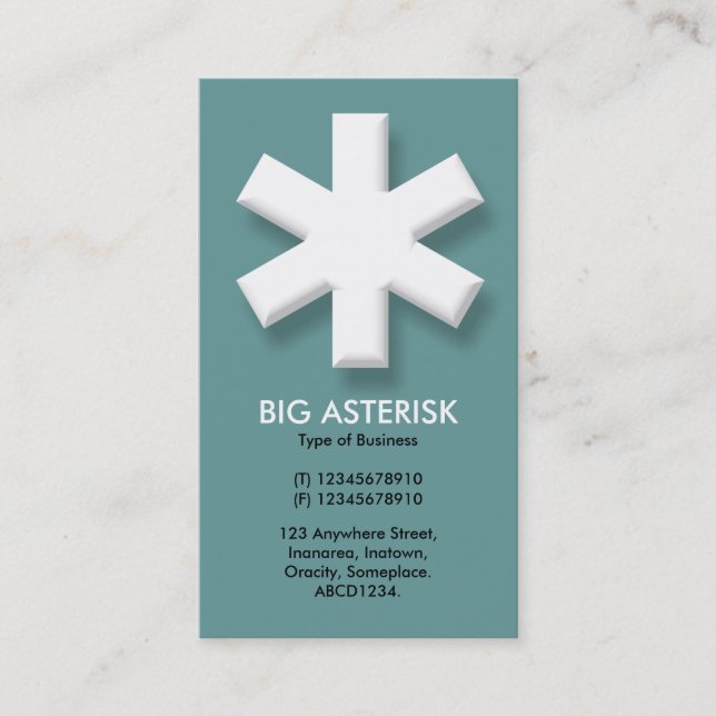 Big Asterisk - Turquoise Gray (669999) Business Card (Front)