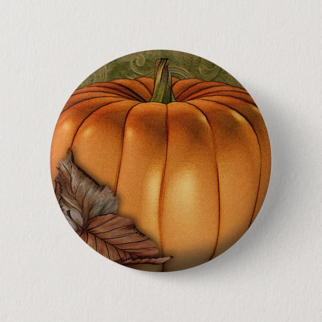 Big Autumn Pumpkin Pinback Button (Front)