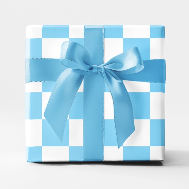 Big Baby Blue and White Checkered Wrapping Paper (Big Baby Blue and White Checkered Wrapping Paper)
