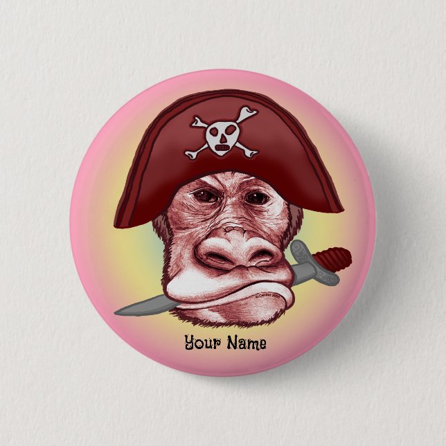 Big Bad Monkey Pirate  Button (Front)