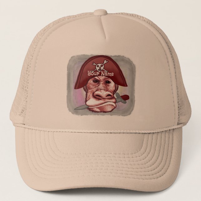 Big Bad Monkey Pirate  Trucker Hat (Front)