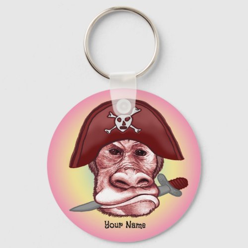 Big Bad Pirate Monkey custom name Keychain