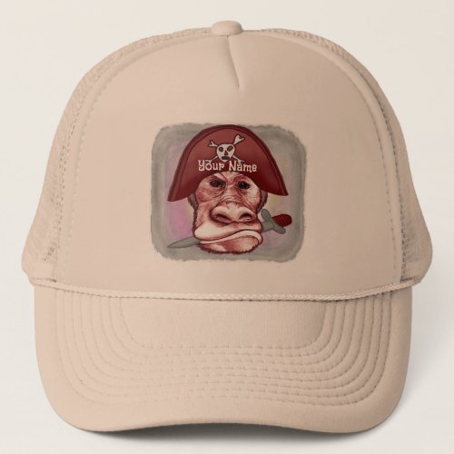 Big Bad Pirate Monkey custom name Trucker Hat