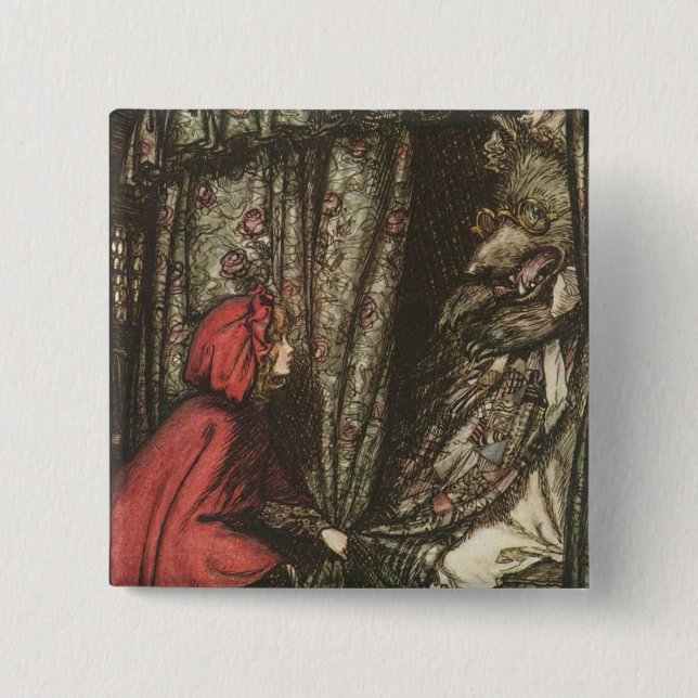 Big Bad Wolf in Grandma's Bed Button (Front)