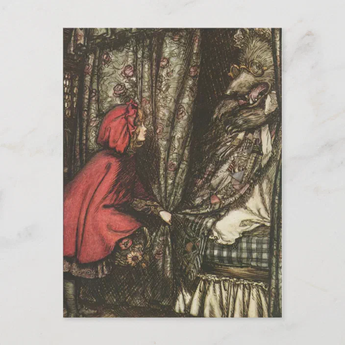 Big Bad Wolf In Grandma S Bed Postcard Zazzle Com