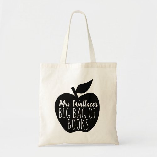 big bag of books apple tote bag teacher