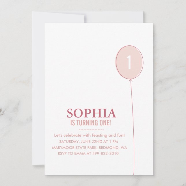 Big Balloon Kid's Birthday Party Invitation (Front)