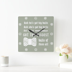 Big Balls of Yarn • Crochet Craft Room {Dark} Square Wall Clock