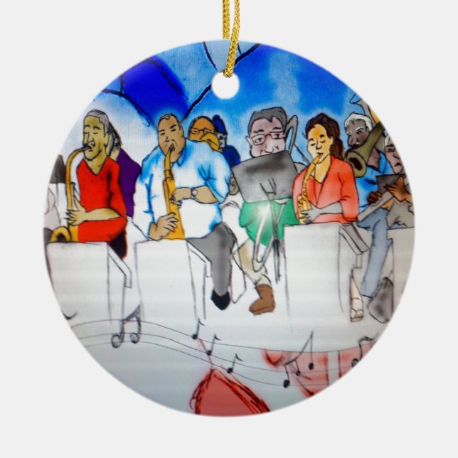 Big Band Music Ceramic Ornament (Front)