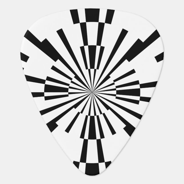 Big Bang Black and White Geometric Guitar Pick (Front)