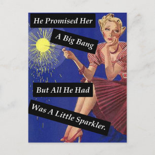 Big Bang Fireworks Vintage Look Single Girl Postcard