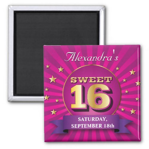 Big Bash Pink Sweet 16 Party Magnet