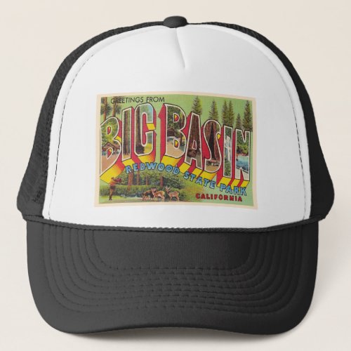 Big Basin California Vintage Large Letter Postcard Trucker Hat