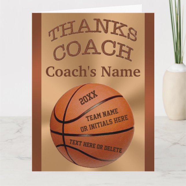 BIG Basketball Coach Cards with ALL Players NAMES (Front)