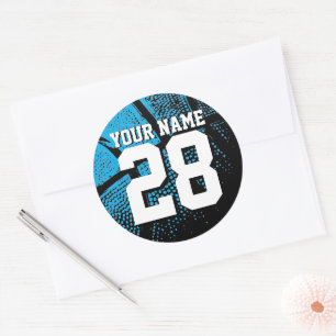 Big basketball stickers with custom jersey number