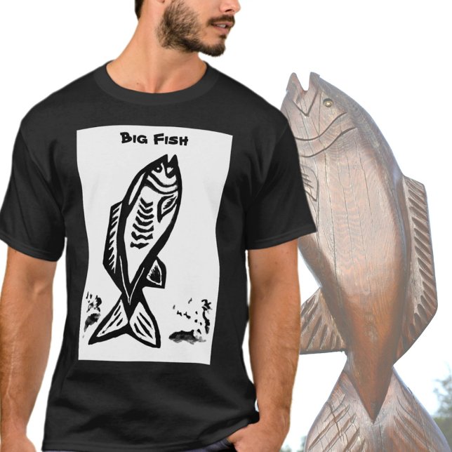 Big Bass Fish Black and White T-Shirt (Creator Uploaded)