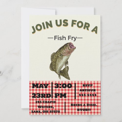 Big Bass Fish Fry Invitations