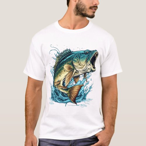 Big Bass Fish Graphic T_Shirt