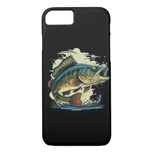 big_bass_fish_vector_cartoon_tshirt_big_bass_fish_ iPhone 87 case