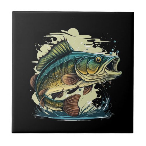 big_bass_fish_vector_cartoon_tshirt_big_bass_fish_ ceramic tile