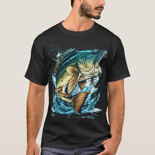Big Bass Splash Cartoon Vector T_Shirt Designs