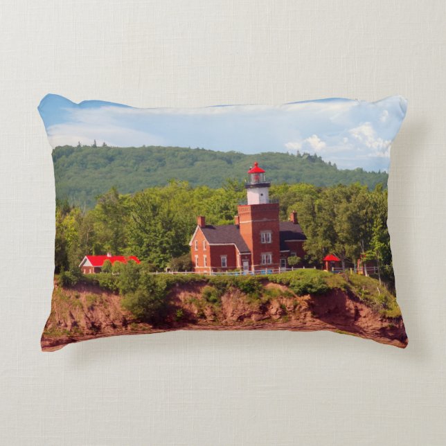 Big Bay Lighthouse from water accent pillow (Front)
