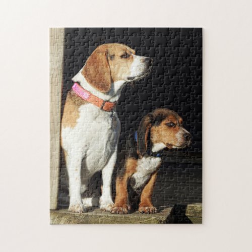 Big Beagle Sister  Little Brother Beagle Jigsaw Puzzle