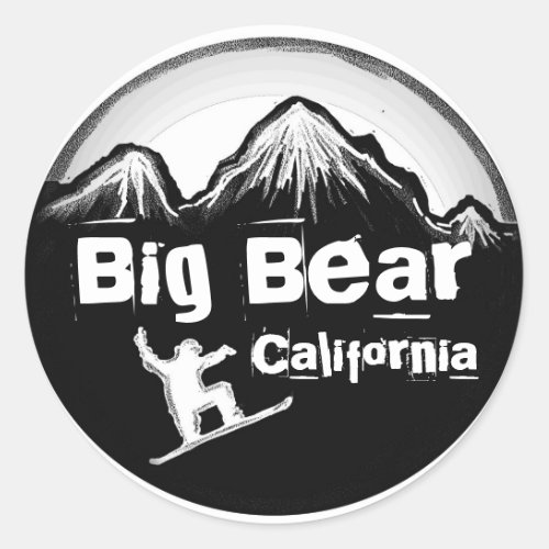 Big Bear California black white snowboard stickers