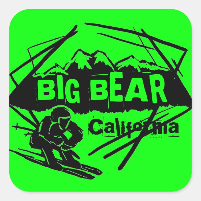 Big Bear California green ski logo stickers (Front)