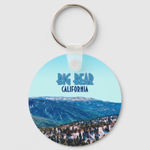 Big Bear California Mountains Button Keychain