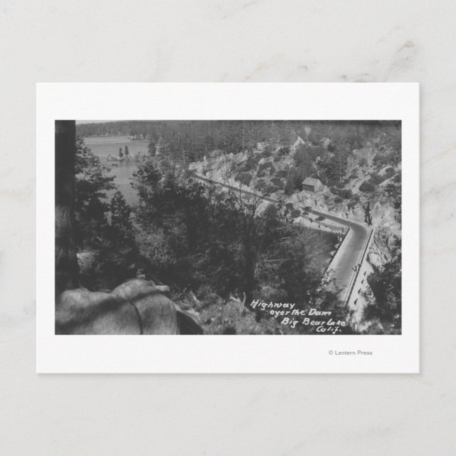 Big Bear Lake, CA Highway Above the Dam Postcard (Front)