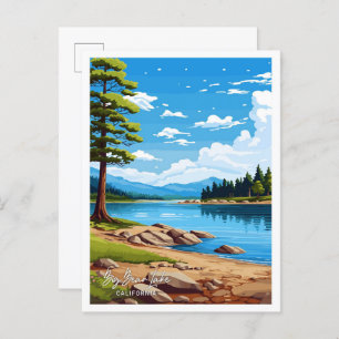 Big Bear Lake California Art Travel illustration Postcard