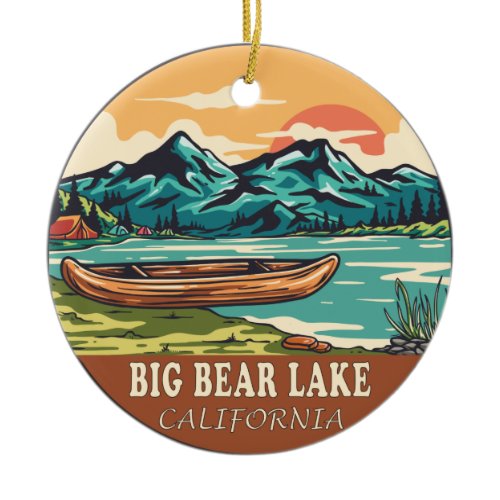 Big Bear Lake California Boating Fishing Emblem Ceramic Ornament
