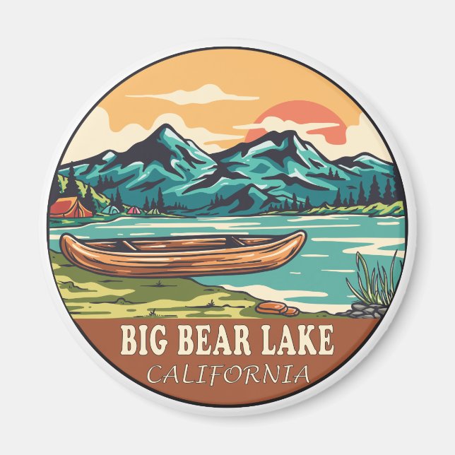 Big Bear Lake California Boating Fishing Emblem Magnet (Front)